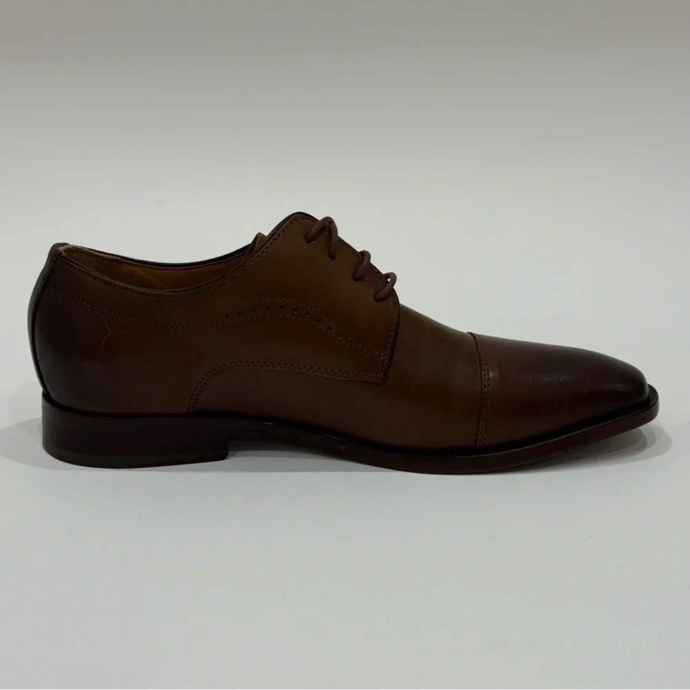 Johnston Murphy Men's 8.5M Mcclain Cap Toe Tan Full Grain Leather Shoes New $160
